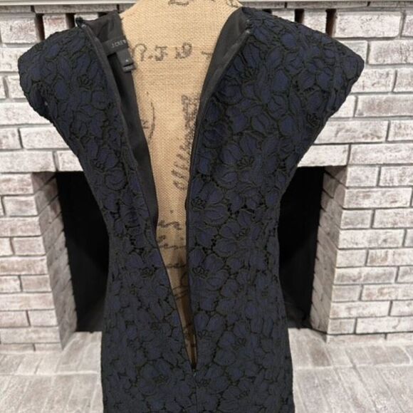 J.‎ Crew Navy & Black Lace V Neck Sheath Dress Size 4 Career Event Dress Up - Picture 9 of 15